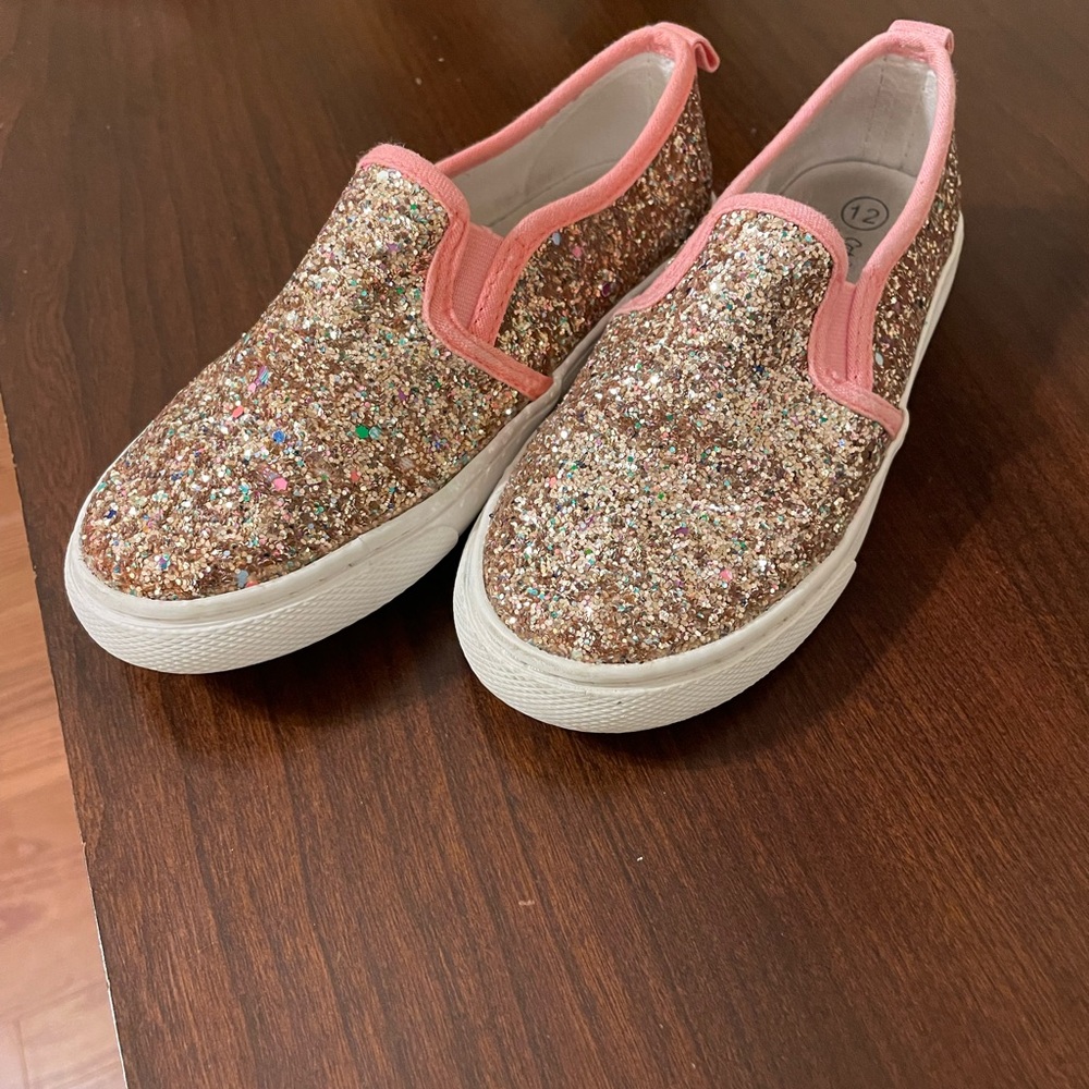Cat & Jack Gold and Pink Glitter Sneakers
